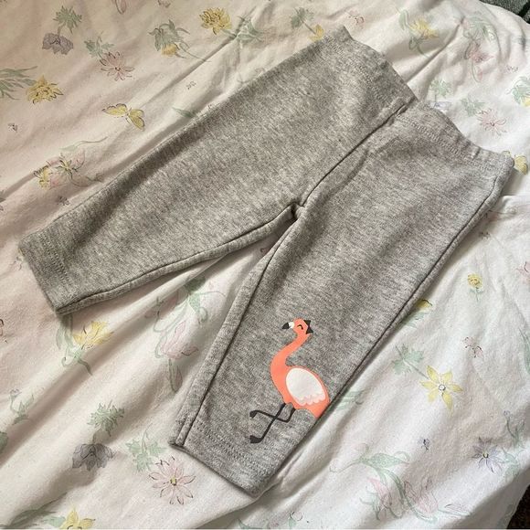 6 Month Carters Flamingo Leggings with White Ruffled Shirt Outfit Bundle - Picture 6 of 8